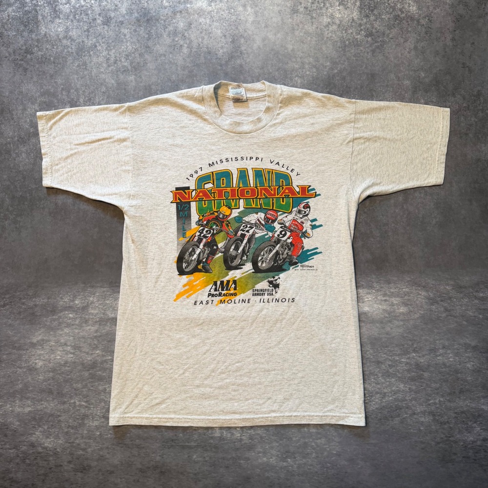 Vtg 1997 AMA Pro Racing Grand National T Shirt Mens L Flat Dirt Track Motorcycle